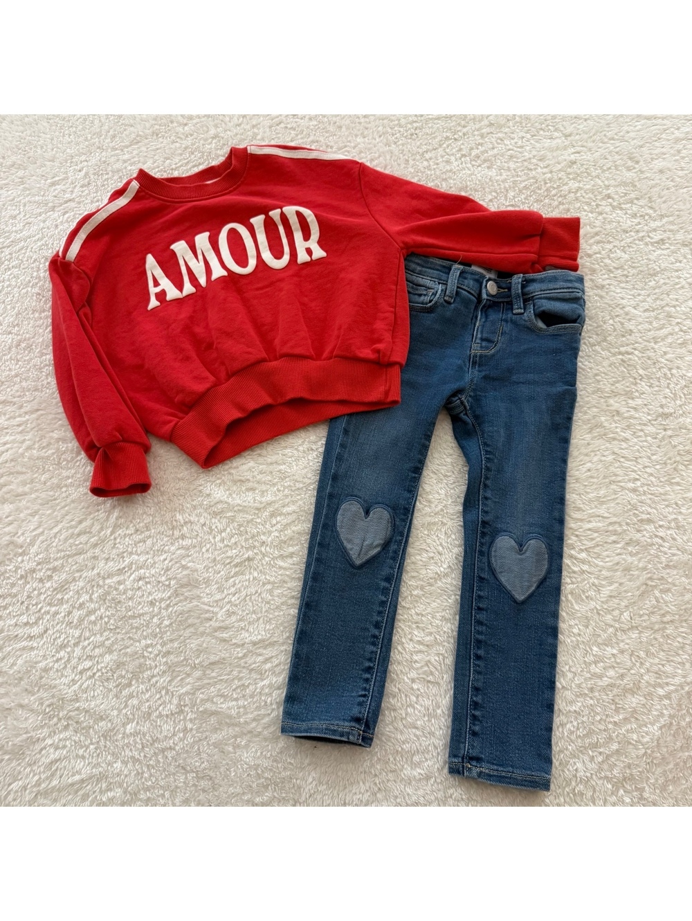 4t Amour Sweatshirt + Heart Jeans Outfit Bundle